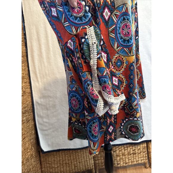 Aztec Tunic Lace Trim Sleeves Whimsigoth Witchcore - Picture 4 of 8